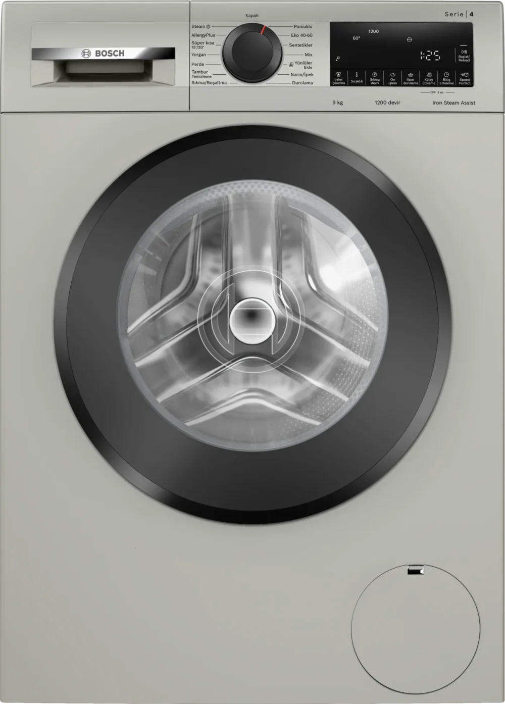Serie 4 Çamaşır Makinesi 9 kg 1200 dev./dak., Gümüş